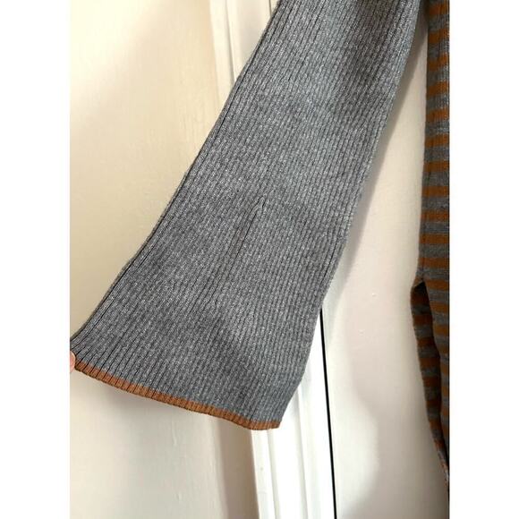 ANTHROPOLOGIE Elise Ribbed Striped Off The Shoulder Sweater High-Low Hem - XS - Picture 7 of 8